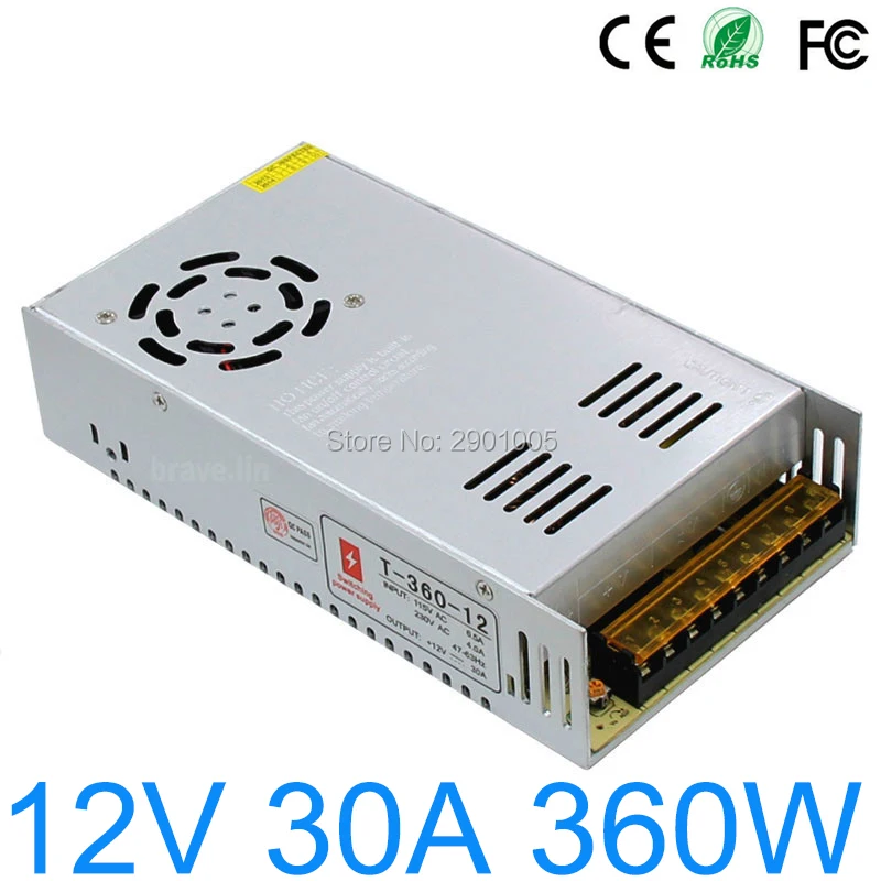 AC110V 220V to DC 12V 30A 360W Switching Power Supply LED Lighting  Transformer Adapter Driver For CCTV Led Strip / Monitoring