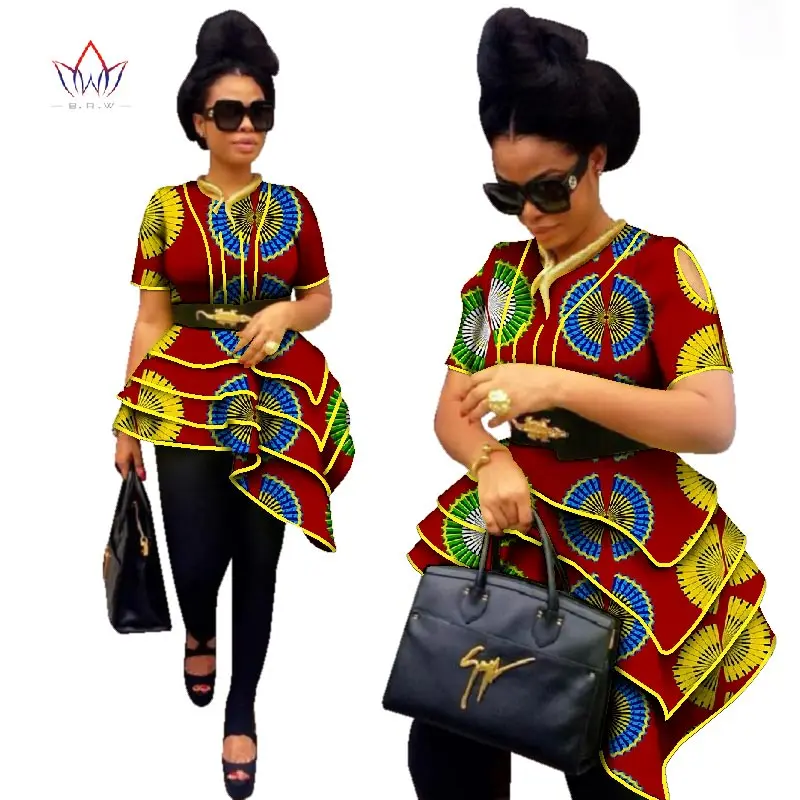 BRW Africa Style Women Modern Fashions Womens Tops Dashiki African Print Tops Shirt Plus Size M-6XL Women Clothing WY2576