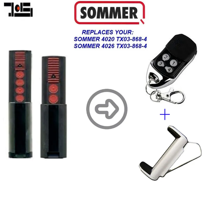 

4 Buttons German Sommer 4020 4026 replacement remote control 868mhz