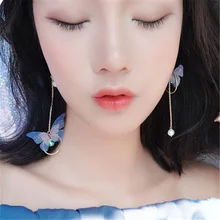 Новое поступление, модные круглые серьги Brincos Oorbellen, длинные массивные Асимметричные цветные серьги-подвески с бабочкой, Женские Ювелирные изделия