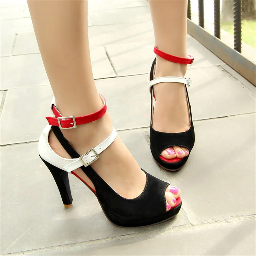 

Dilalula 2019 Big Size 32-43 Mixed Colors Office Sandals Ankle Strap Spike High Heels Platform Shoes Woman Party Summer Sandals