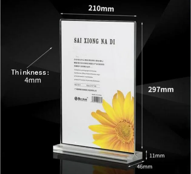 

10pcsT type acrylic poster tag list menu holder clear double-sided display desk sign frame KTV hotel restaurant table label rack