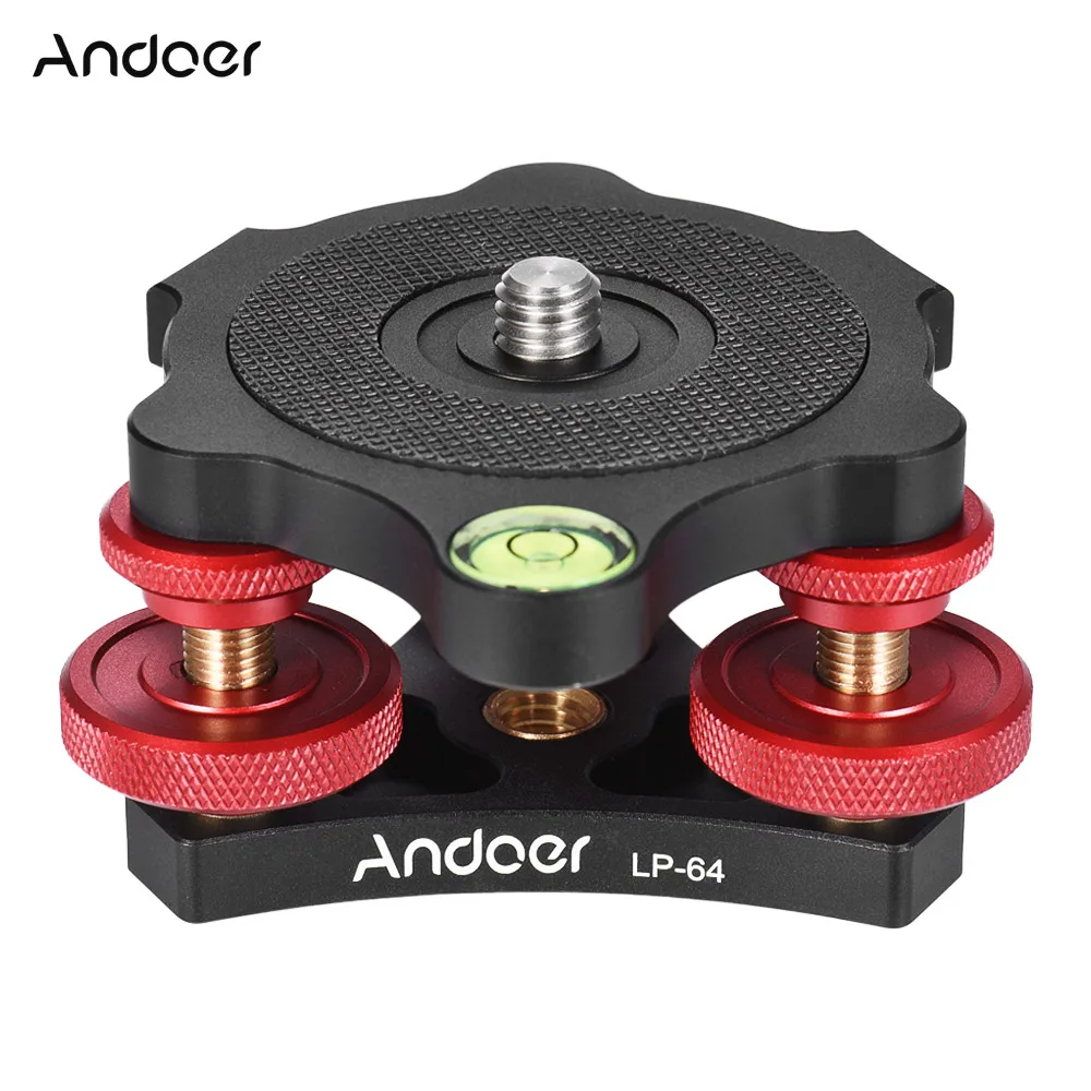

Andoer LP-64 Tripod Leveling Base Tri-wheel Precision Leveler with Bubble Level 3/8" Screw Aluminum Alloy Max. 15kg/33Lbs