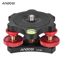 Andoer LP-64 Base de trípode niveladora de precisión de tres ruedas con nivel de burbuja tornillo de 3/8