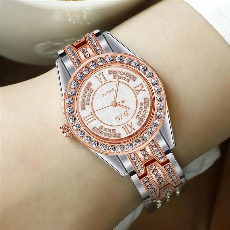 

New Design Diamond Watch For Women Luxury Brand Stainless Steel Quartz Wristwatch Fashion Ladies Elegant Business Watches