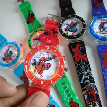 

Anime Luminous Music Spiderman Kids Watch Children Quartz Watch Boys Girls Student Clock Sports waterproof Child Watch Wholesale