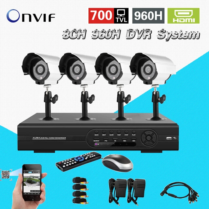 

surveillance 8ch 960h CCTV DVR HVR NVR system for IP 700tvl security camera kit with HDMI 3g WIFI onvif 2.0 CK-016