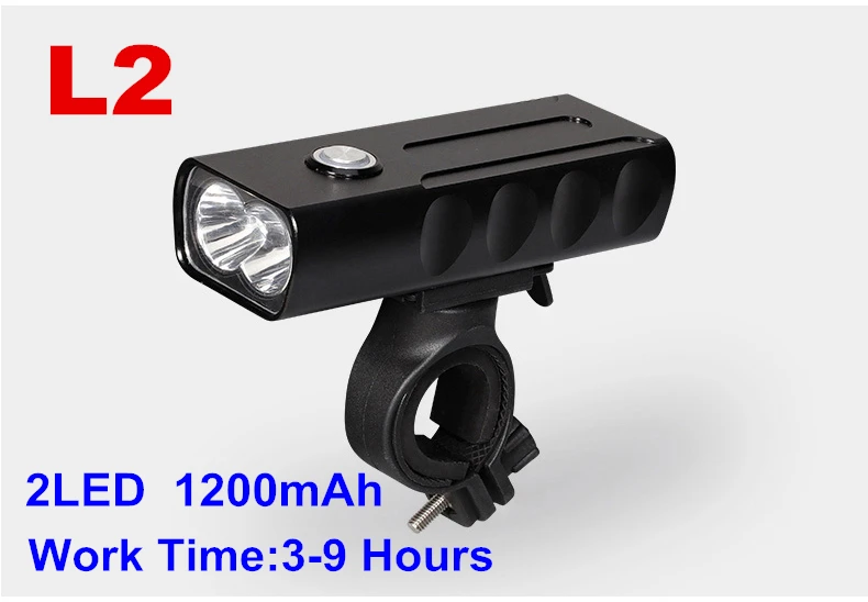 BO светодиодный велосипедный светильник ENGYE с подзарядкой от USB 1000 люмен, 3 режима, велосипедный передний светильник, 10 часов, велосипедный головной светильник, велосипедный светодиодный светильник-вспышка - Испускаемый цвет: 2LED L2 3hours