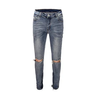 

2019 Black Icon Deep Wash Skinny Fit Broken Holes Men Denim Jeans Trousers Hiphop Streetwear Men Jeans Pants High Street
