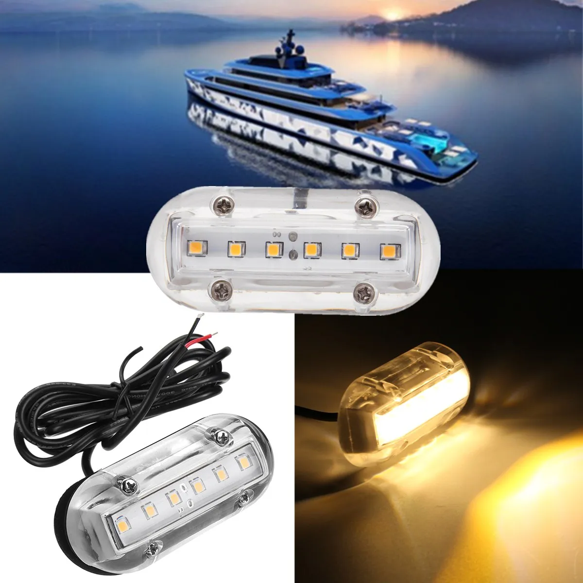 

Audew 12V LED Underwater Pontoon Marine Yacht Boat Transom Lighting Waterproof High Intensity White