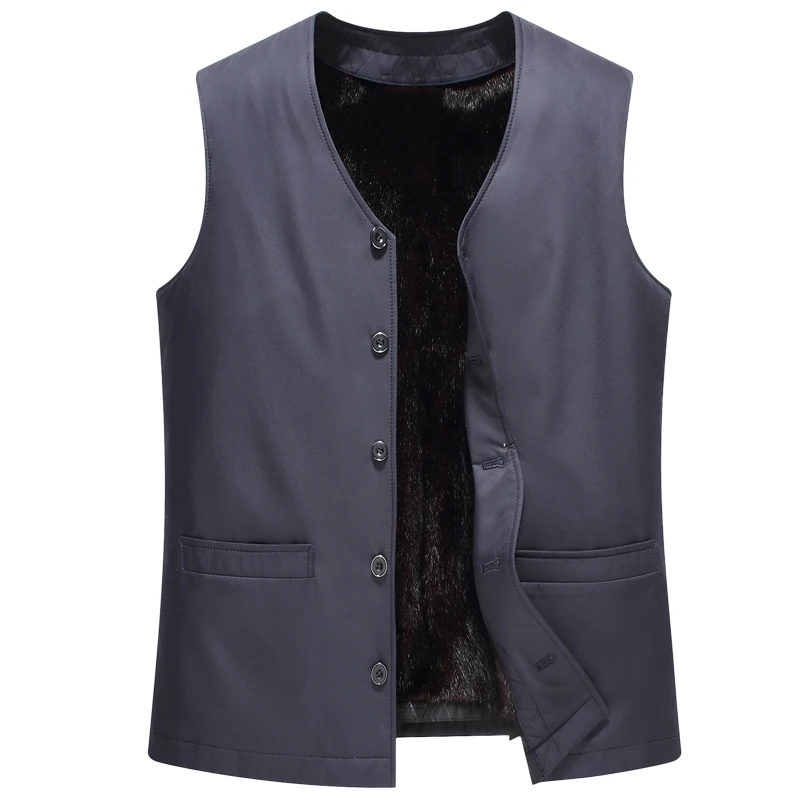 

Genuine mink fur vest men real mink liner jacket vest thick warm full mink winter high end free shipping New Phoenix 1207G