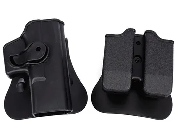 

Quick Release Glock 17 19 Holster Right Hand Belt Loop Paddle Platform Gun Pistol Holsters with Magazine Clip Pouch
