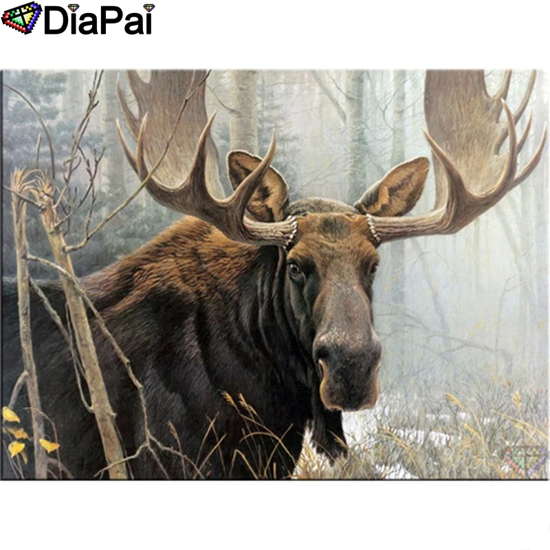 

DIAPAI Diamond Painting "animal bull moose" Cross Stitch Custom Photo Diamond Embroidery Square Round Drill Home Decor A26673