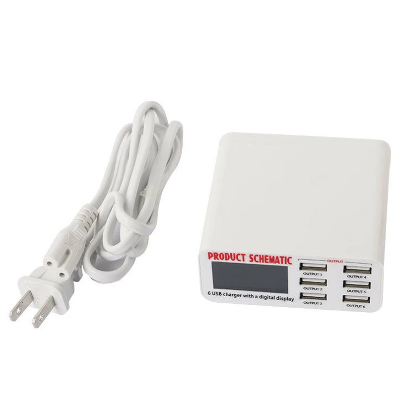 6 портов lcd автоматическое устройство быстрой зарядки USB док-станция умный адаптер быстрой зарядки