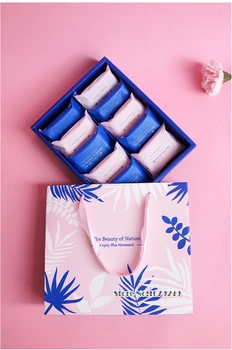 

22.5*18*4.5cm Pink Blue color leaf pattern pancake box , sugar candy biscuit paper box,snacks Packaging gift Boxes 50pcs/lot