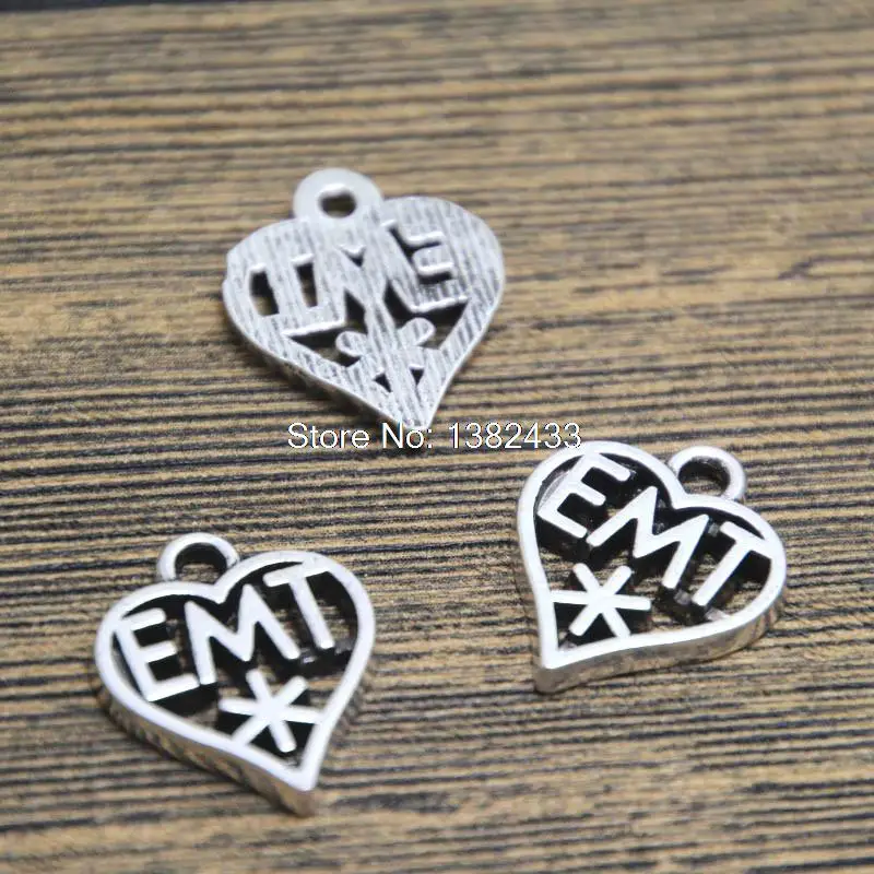 

20pcs--EMT heart charms, Antique tibetan silver EMT heart charm pendants 19x16mm