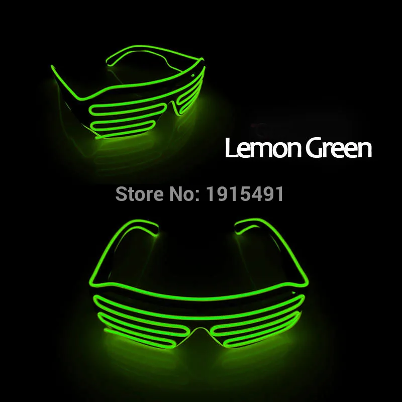 Дешево! Персонализированные светодиодные полосы Хэллоуин солнцезащитные очки для отдыха электролюминесцентный трос флуоресцентный костюм очки для ночного представления - Испускаемый цвет: Lime Green