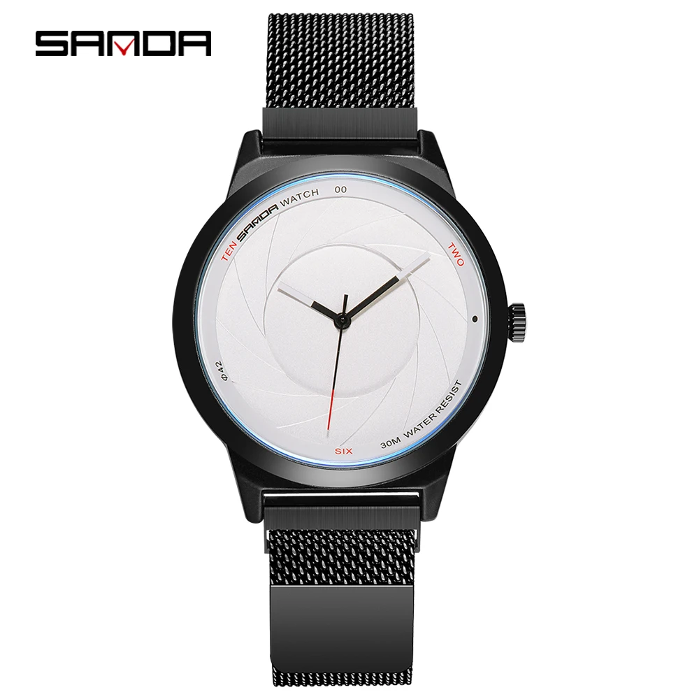 

Sanda new watch lens concept watch quartz watch movement waterproof creative contracted trend men and women couples table
