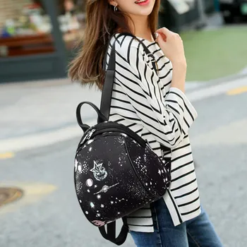 

Women Fashion Nylon Oxford Starry Pattern Backpacks Waterproof Star School Bags Student Bag Suitable For Travel Large Mochilas