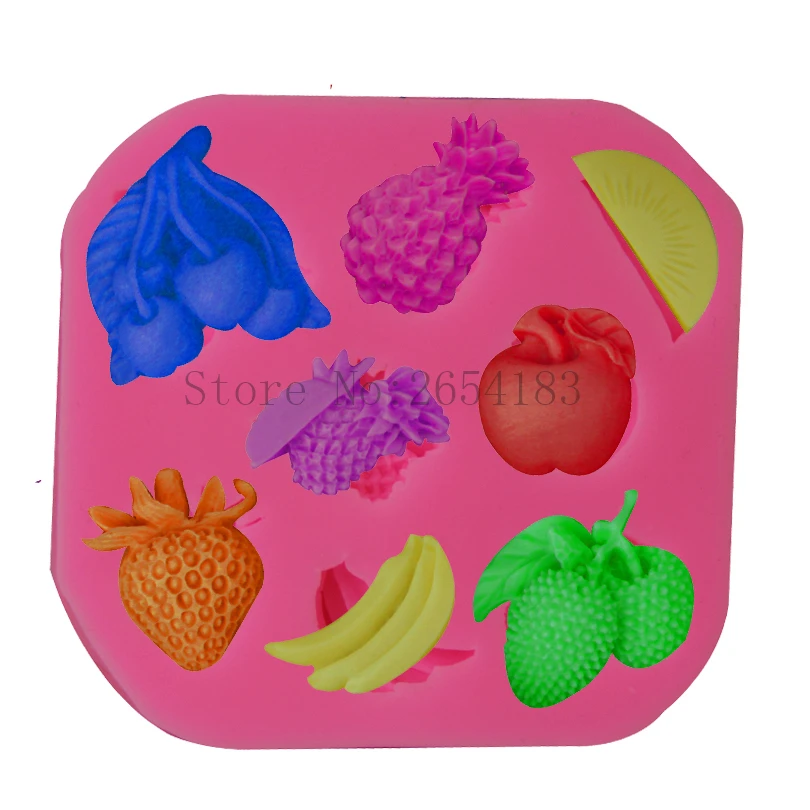 

8hold Fruit Banana Orange Apple Silicone Fondant Soap 3D Cake Mold Cupcake Jelly Candy Chocolate Decoration Baking Tool FQ3341