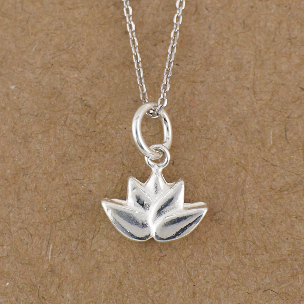 

925 Sterling Silver Tiny Yoga Lotus Namaste Pendant Necklace Gift A2183+chain B