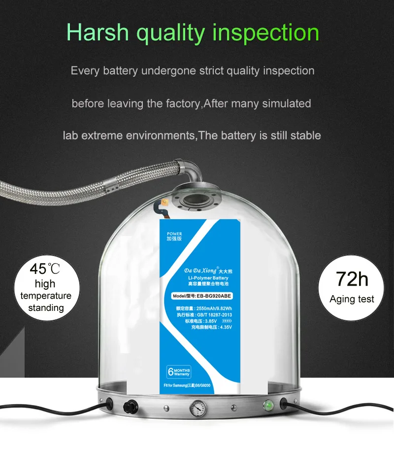 Оригинальный аккумулятор Da Xiong EB BG920ABE для Samsung Galaxy S6 G9200 G920 G920i G920A G9208 G9209 2550 мАч