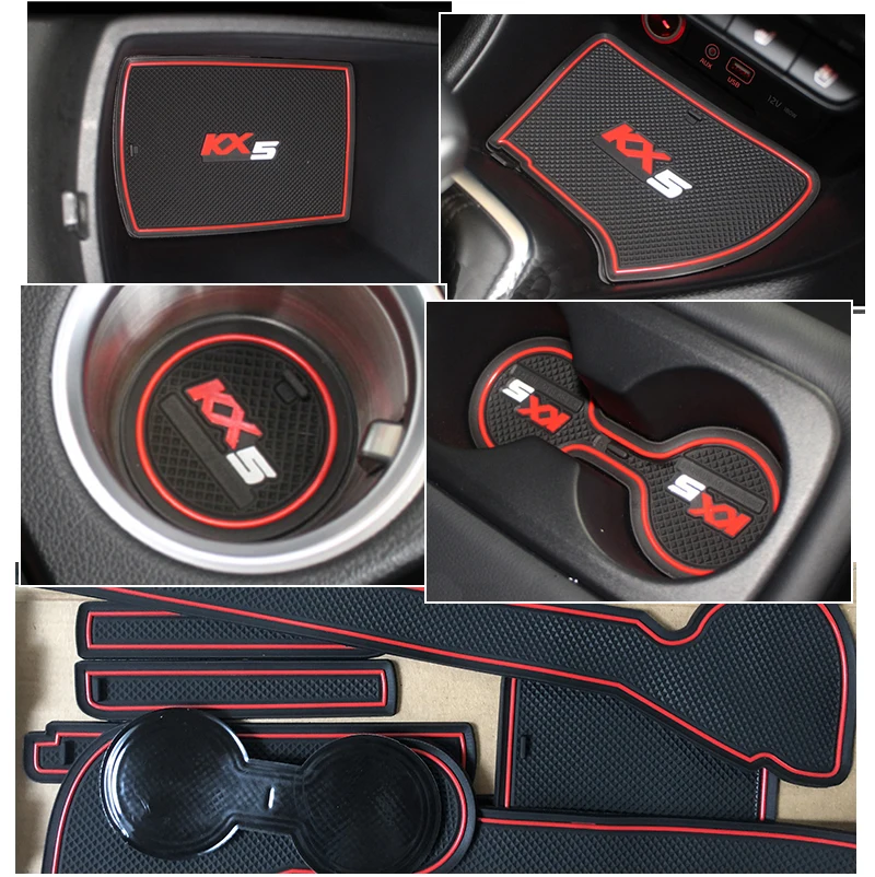 Cena Antypoślizgowe gumowe maty do schowków mata podkładki pod kubek dla KIA Sportage 2016 2017 2018 2019 QL 4th Gen MK4 KX5 akcesoria naklejki Car Styling