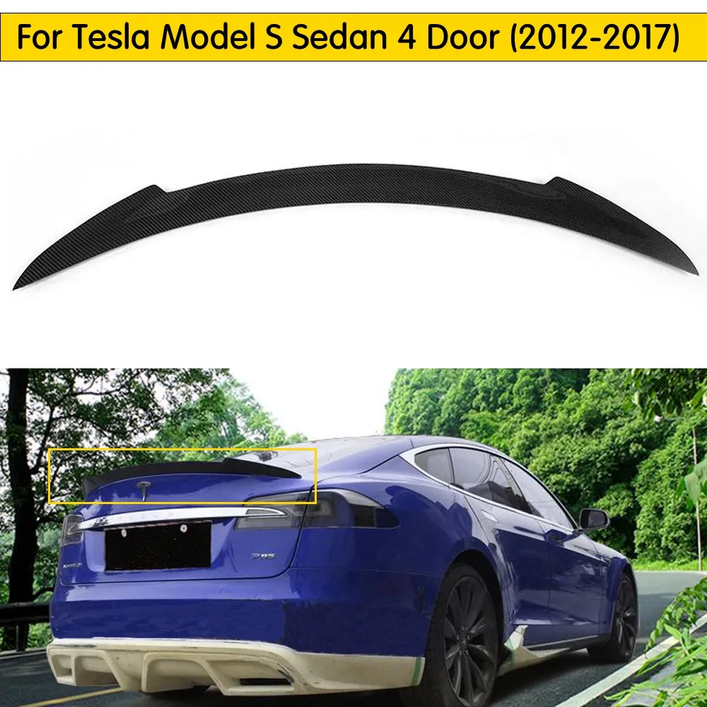

Carbon Fiber V Style Rear Trunk Wing Spoiler for Tesla Model S Sedan 60 60D 70 75 75D 85 85D P85D 90D P90D P100D 2012-2017