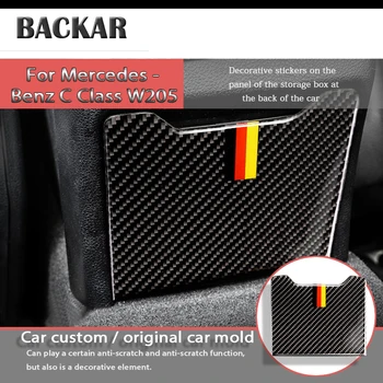 

Backar Carbon Fiber Rear Armrest Storage Box Cover Trim Sticker For Mercedes C Class W205 C180 C200 GLC Interior Accessories