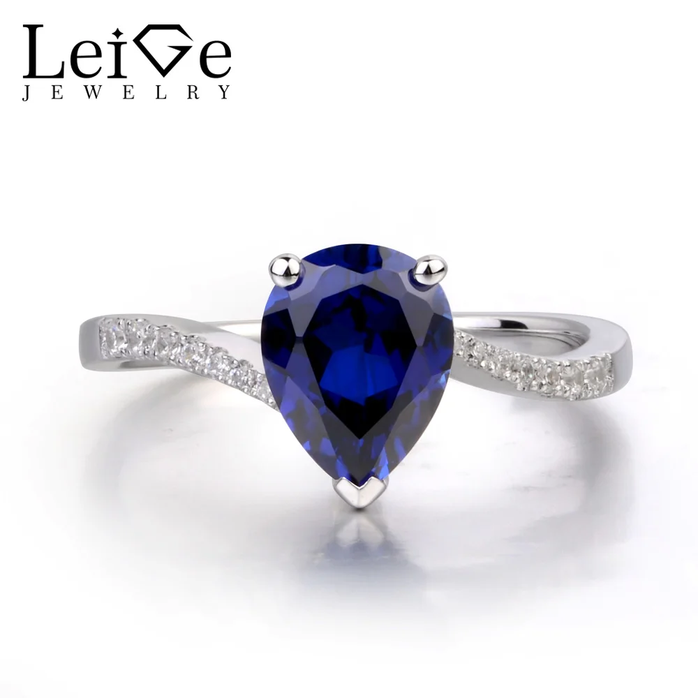 Leige Jewelry font b Sapphire b font Engagement font b Rings b font for Women Sterling