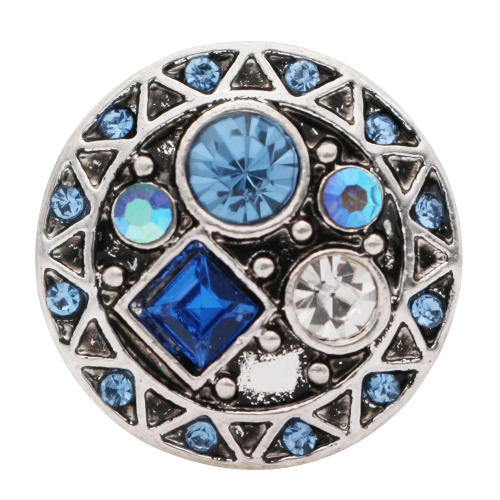 

10pcs/lot New Geometric Color Rhinestone 18MM snap button for snaps jewelry Fit 18mm Snap Button Bracelets