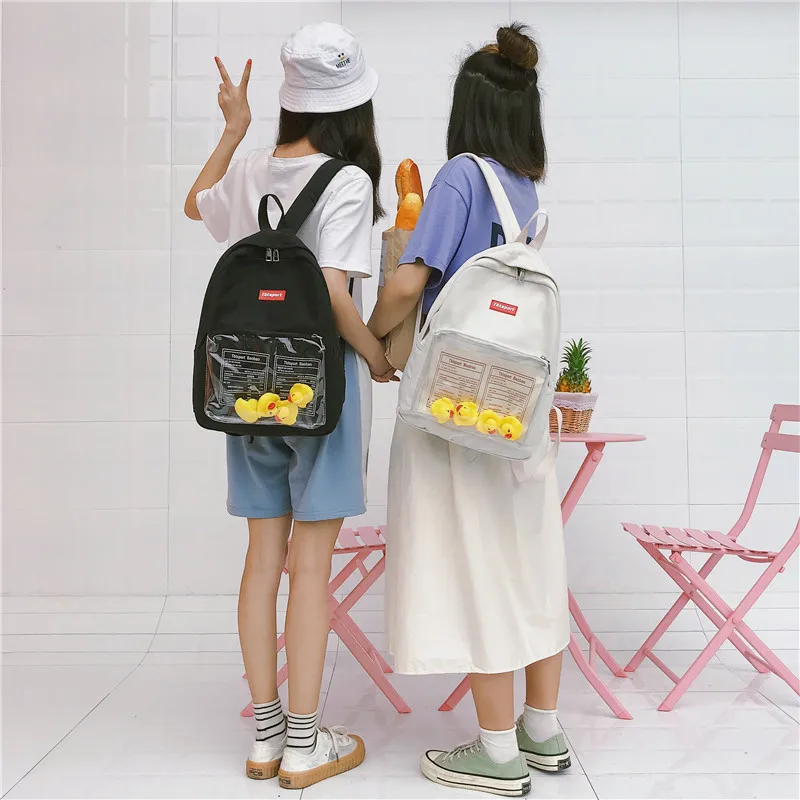 Ulzzang Корейский мультфильм Повседневная Милая утка прозрачная сумка через плечо