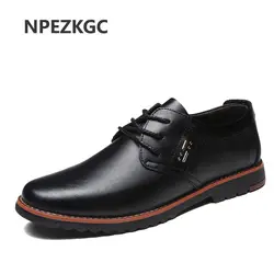 NPEZKGC новые мужские туфли из натуральной кожи мягкая обувь для вождения оксфорды на шнуровке деловые корейские дышащие мужские