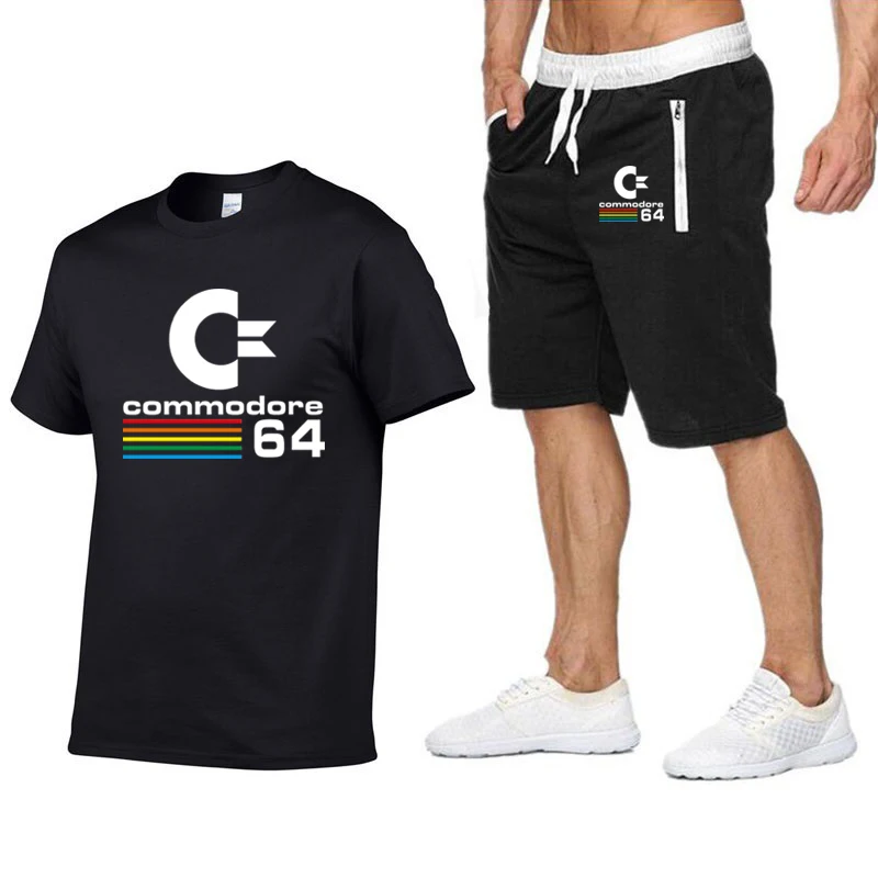 

sommer Commodore 64 T Shirts + Shorts C64 SID Amiga Retro 8-bit Ultra Cool Design Trainingsanzug T-shirt mnner Kleidung Kurzarm