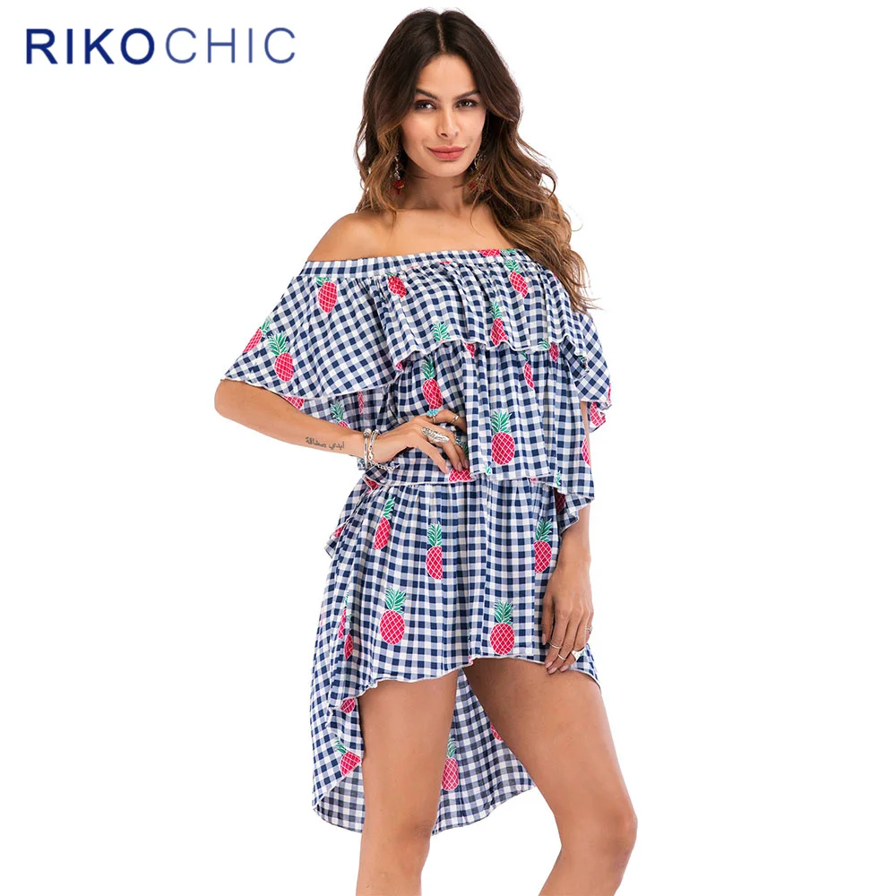 Rikochic летние платья Boho Стиль Розовое платье Для женщин открытыми плечами и