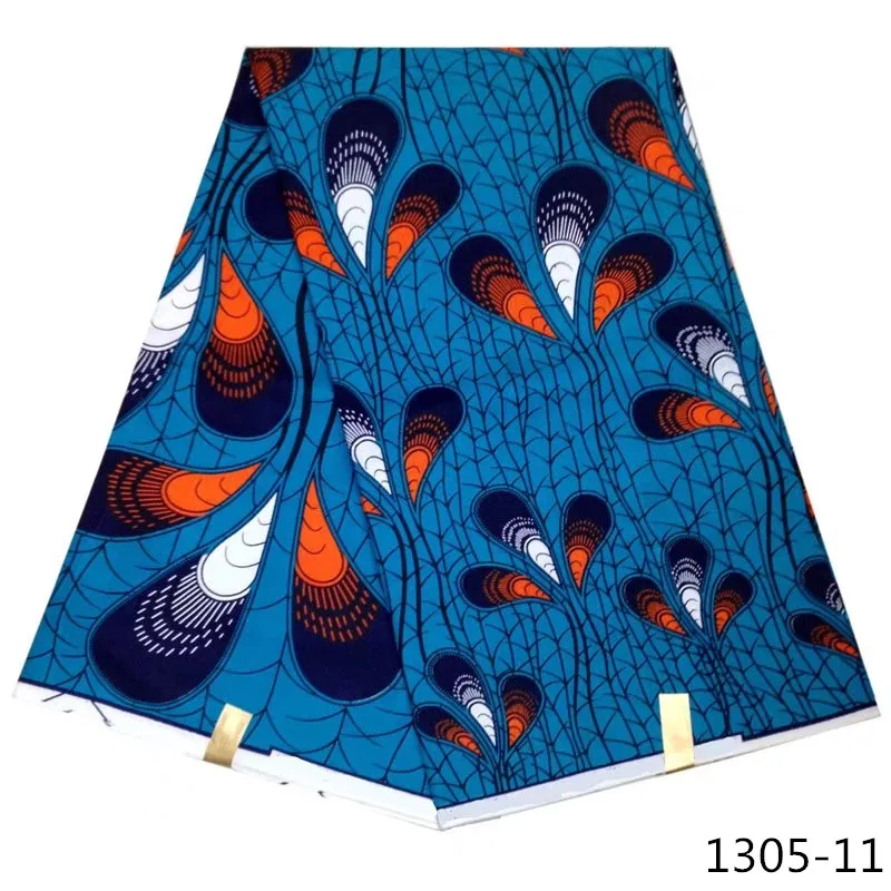 

2019 new Fashion High Quality Blue African Fabric 100% Cotton Fabric African Wax Material 6 Yards print windproof none 1305-1