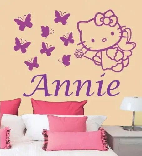 hello kitty butterflies custom name vinyl wall decals wall stickers