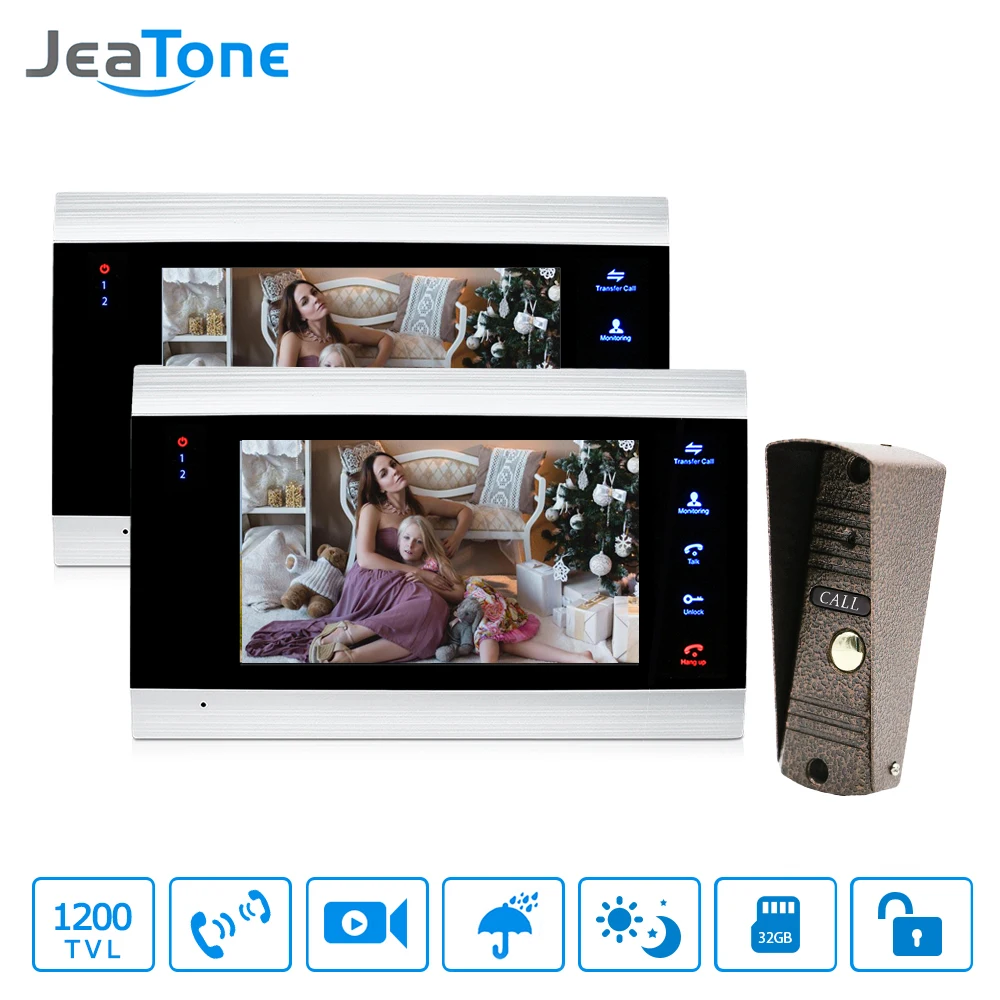 7'' Video Doorphone Intercom System On-door Speakerphone Camera Home Security Video Door Phone Waterproof Doorbell 1 to 2 Kit 7'' Video Doorphone Intercom System On-door Speakerphone Camera Home Security Video Door Phone Waterproof Doorbell 1 to 2 Kit