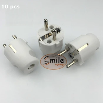 

10 Pieces White Color Grounded Euro Rewirable Plug DIY Rewire Plug