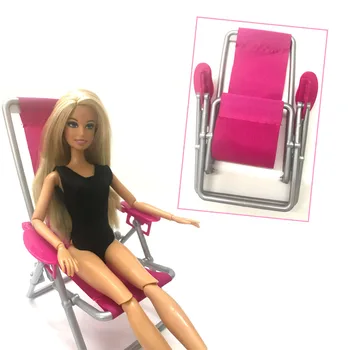 

NK One Pcs Doll Plastic Accessories Doll Beach Folding Chair Dream house Sofa Armchair Furniture For Barbie Doll 002A DZ