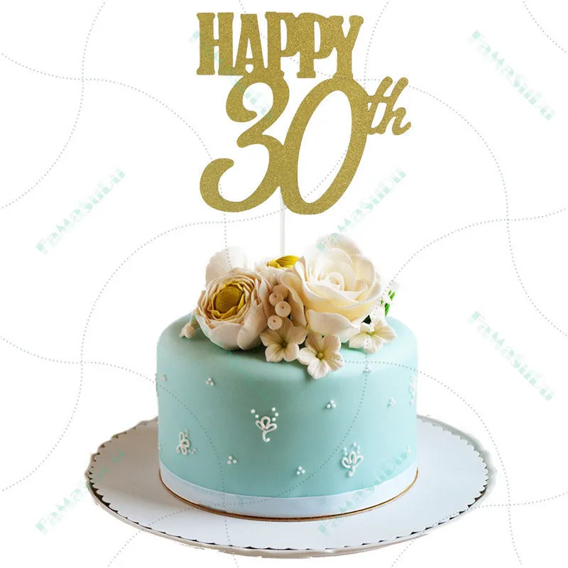 

Happy 30/40/50/60th Cake Toppers Anniversary Party Cupcake Toppers Supplies Birthday Party Decoration