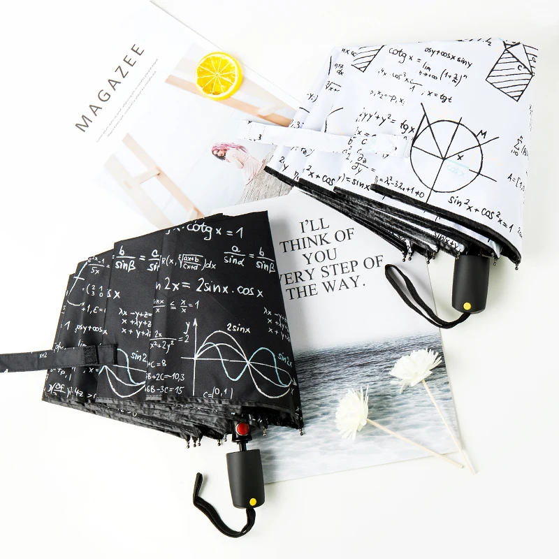 

LIBERAINY Original Design Formula Equation Academic Umbrella Math Physics Chemistry Rainy Sunny Anti-UV Student Black White Gift