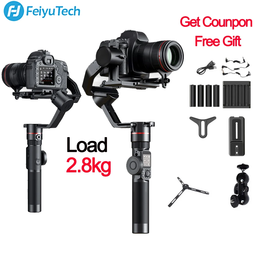 

FeiyuTech Feiyu AK2000 3-Axis Camera Stabilizer Gimbal for Sony Canon 5D Mark 80D Panasonic GH5 Nikon D850 GH5 2.8 kg Payload