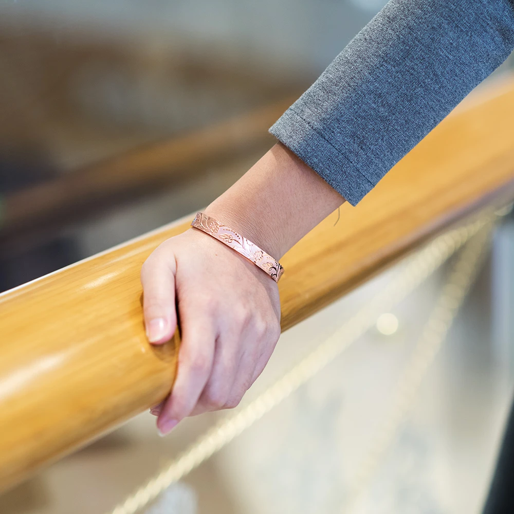 Braccialetti regolabili Meathly per le donne con polsino aperto, magneti potenti, braccialetti magnetici energetici per la salute, gioielli in rame puro_voghion.com
