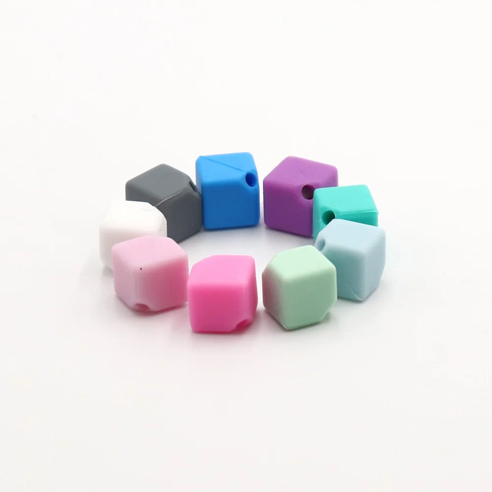TYRY. HU 10 шт./лот, силиконовые бусины в форме кубика, пищевой силиконовый материал для детского браслета, ожерелья, детские подарки для прорезывания зубов
