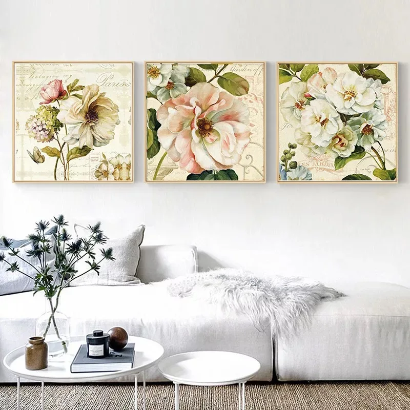 Classic Flowers Nordic Poster Decorative Painting Wall Art Print Canvas Painting Posters Wall Pictures For Living Room Unframed
