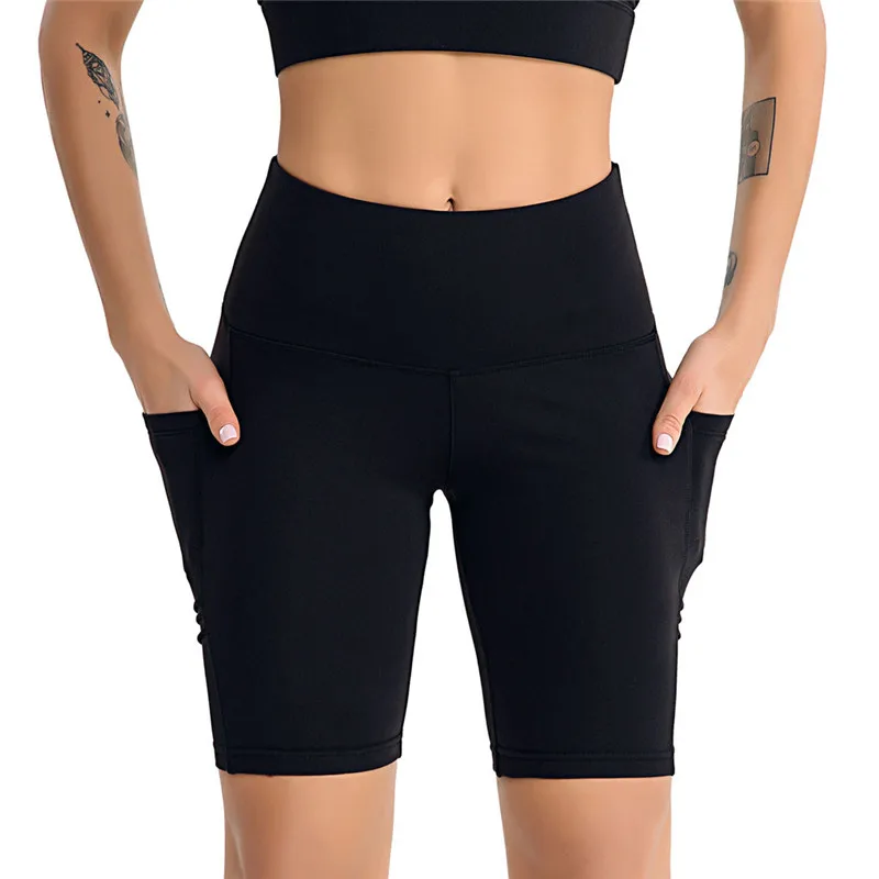 Женские брюки с высокой талией для йоги, боковые Чехлы для телефона, спортивные тренировочные брюки для йоги, средняя талия, штаны для бега A1