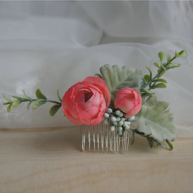 Свадебная расческа для волос с розовым цветком для невесты, свадебная прическа, аксессуары для волос tocados flores bodas