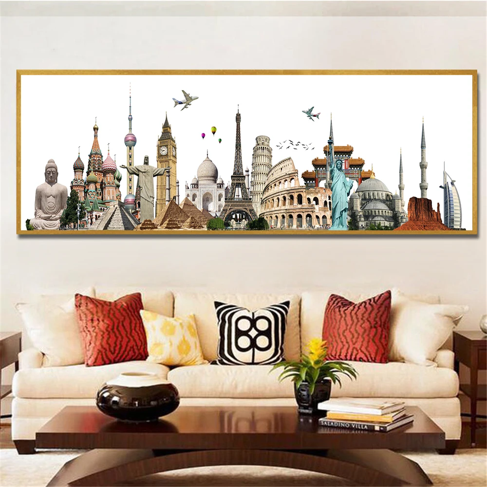 Canvas-Painting-Large-Size-City-Symbol-New-York-Paris-London-Posters-and-Prints-Wall-Pictures-for