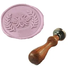 Винтаж пчела оставляет венок пользовательские изображение логотипа свадебные приглашения Воск уплотнительное штамп палисандр ручки комплект